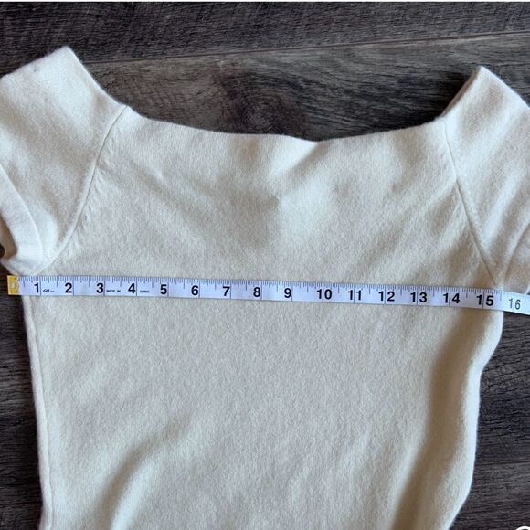 Vintage Kevan Hall Designer Dress Cashmere and Satin Short Sleeve Ivory Cream - Picture 12 of 13